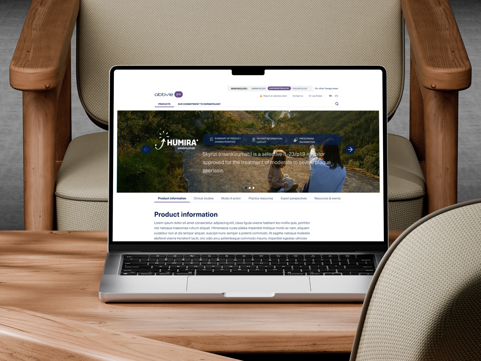 AbbVie Humira healthcare professional portal landing screen