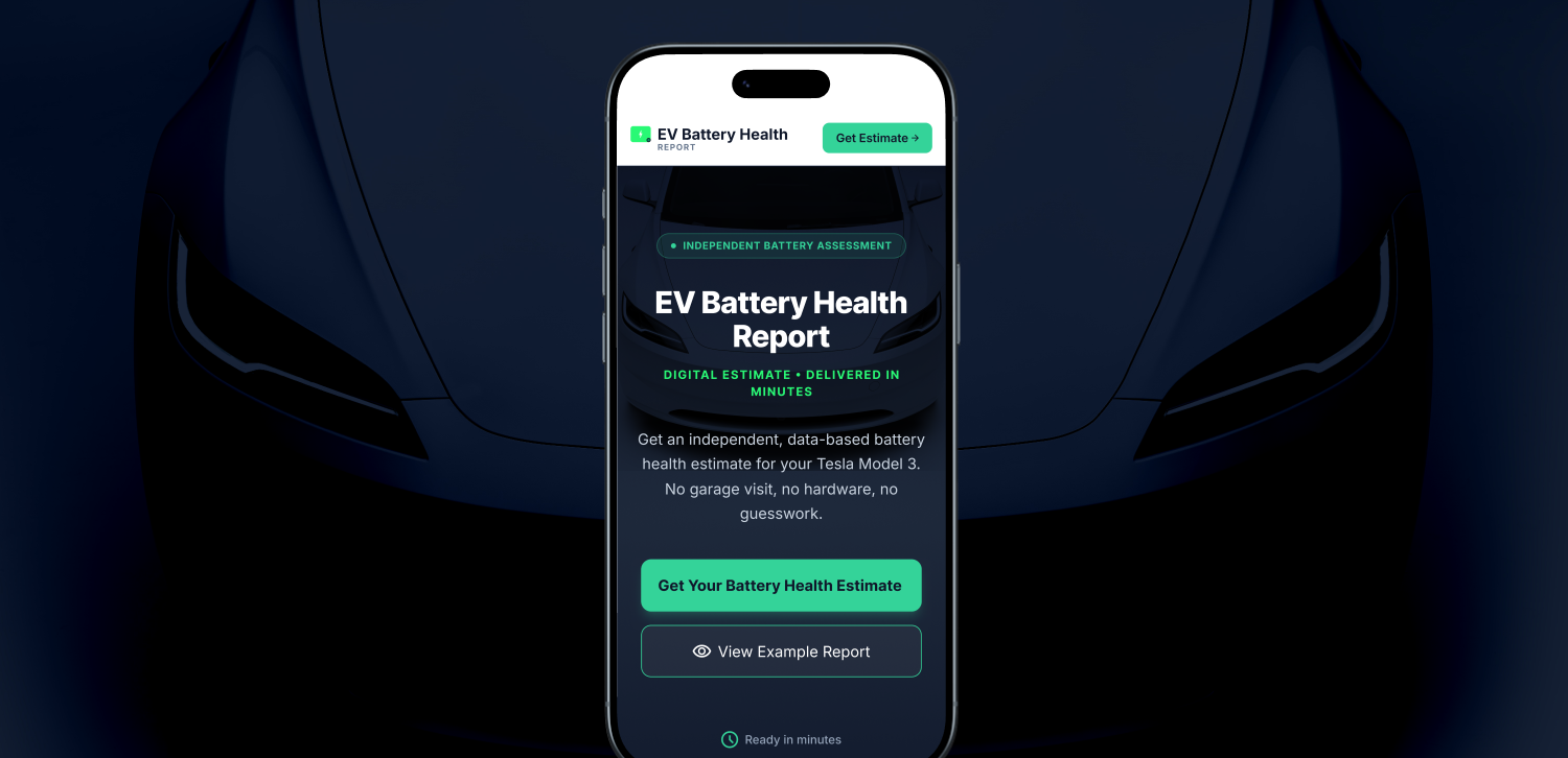 EV Battery Health Report landing page